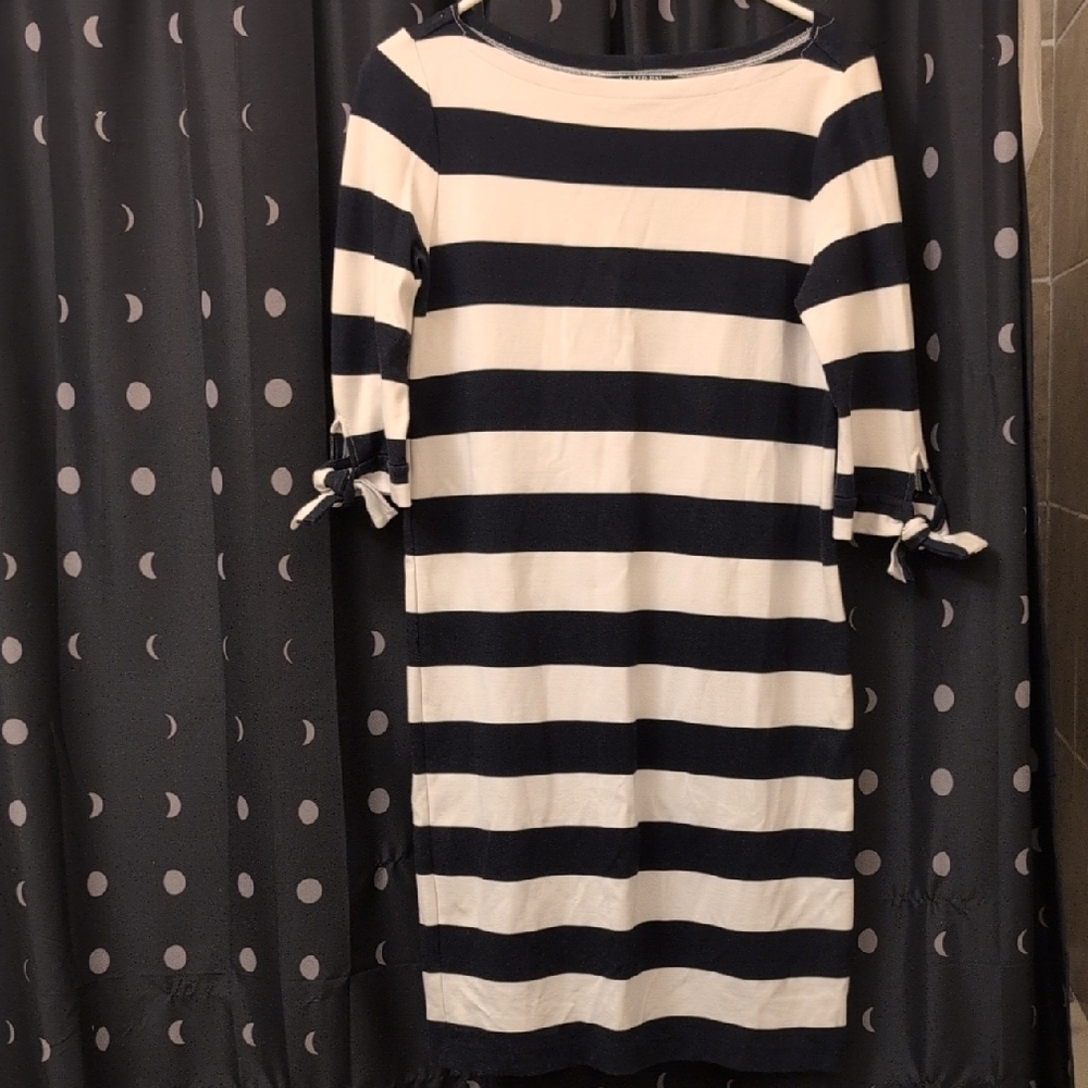 Ralph Lauren Navy and Cream Striped Dress